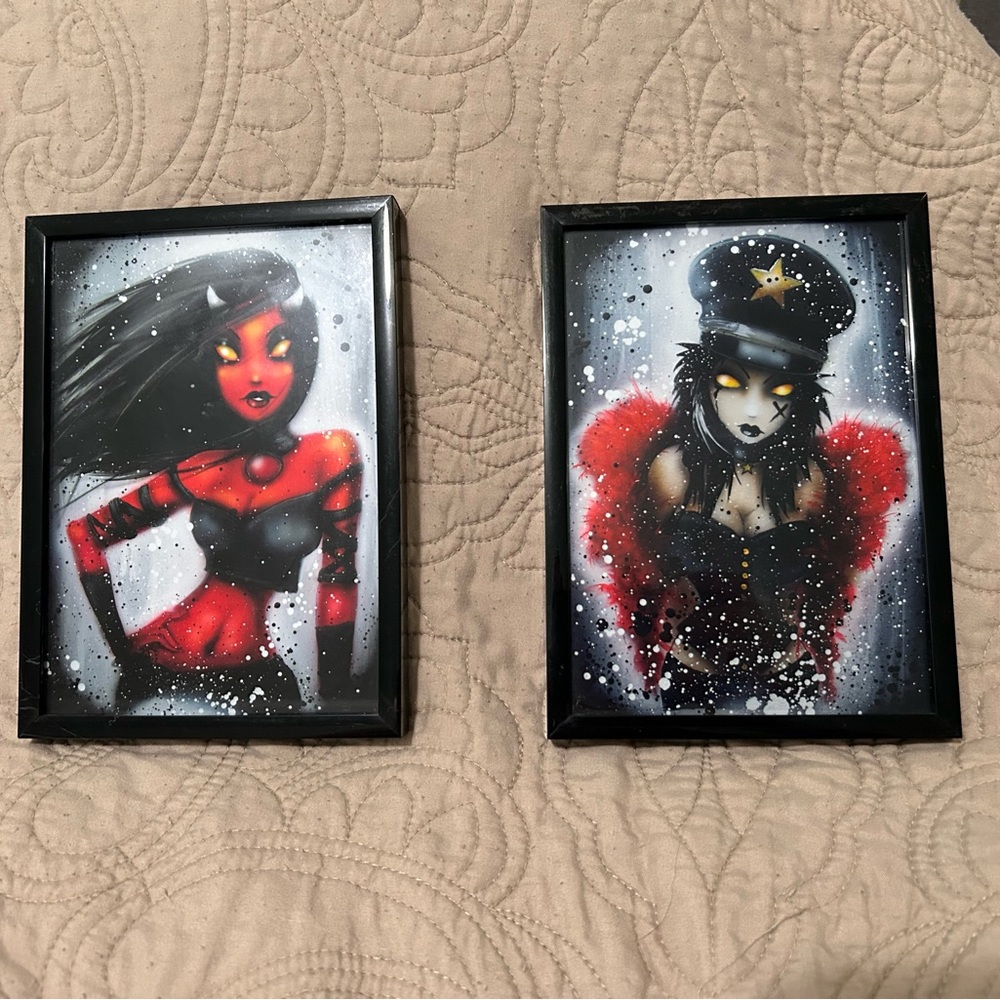 CLEARANCE 2 Framed Art Prints - Devil Girl, Gothic, Dark, Fantasy Characters